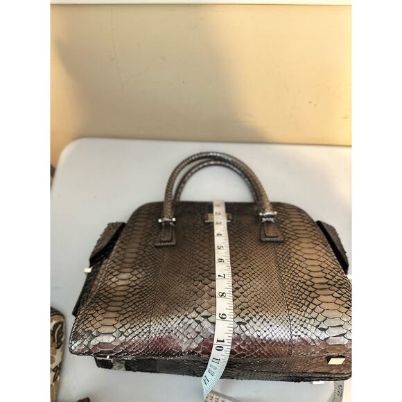 Michael Kors Runway Collection Gia Satchel Python Handbag Purse - Anthracite - Picture 12 of 13